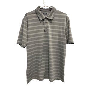 Bolle Polo Shirt Size Large Striped Short Sleeve Polyester Gray Golf Athleisure